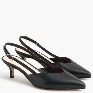J CREW SOPHIA SLINGBACK PUMPS HEELS IN BLACK LEATHER